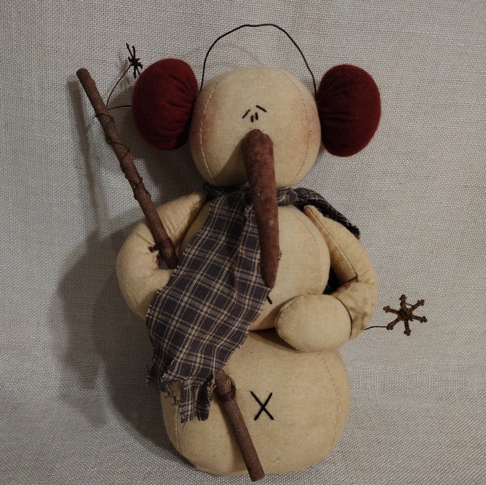 Honey & Me Primitive Snowman / Red Earmuffs